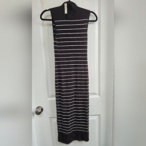 Madewell White and Brown Sheath Dress Sleeveless Mock Neck